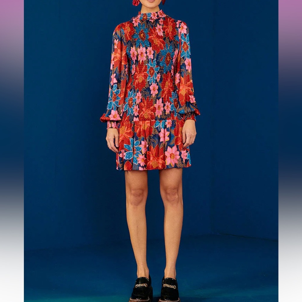 FARM Rio Floral Mini Dress in Red, Pink & Blue
